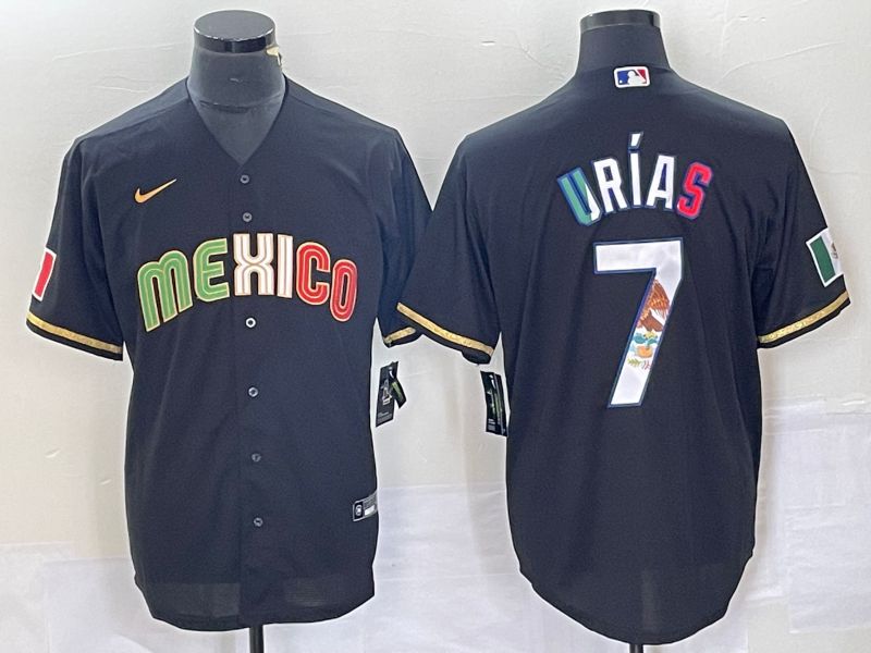 Men 2023 World Cub Mexico 7 Urias Black Nike MLB Jersey style 91812